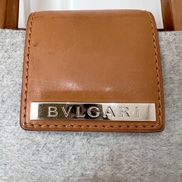 Authentic Bvlgari Grey Wool Shoulder Satchel Handbag - Picture 3 of 15